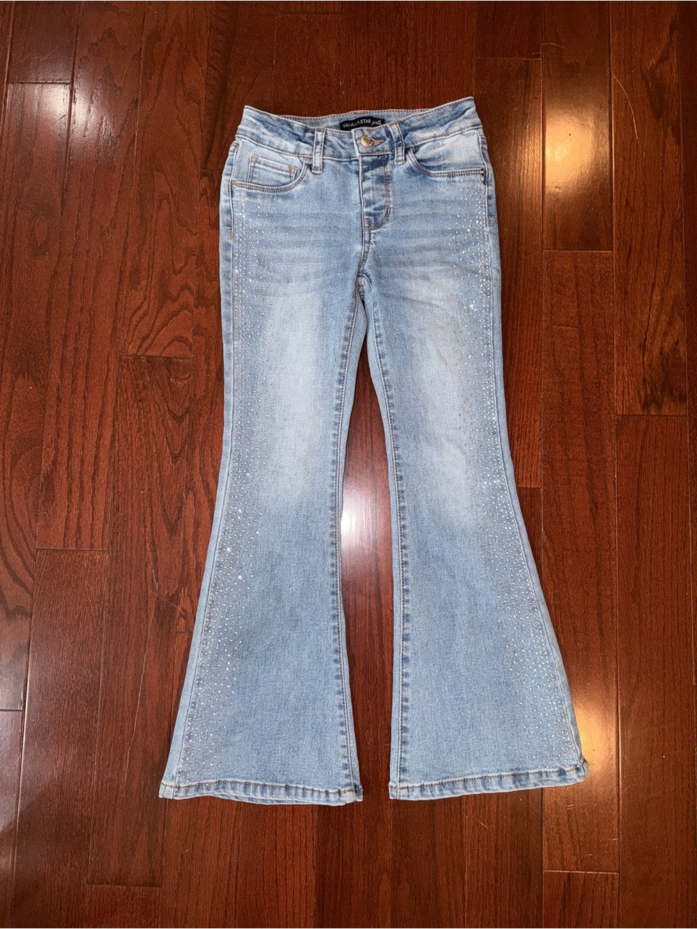 LIKE NEW- Light Wash Embellished Flare Jeans for Girls
